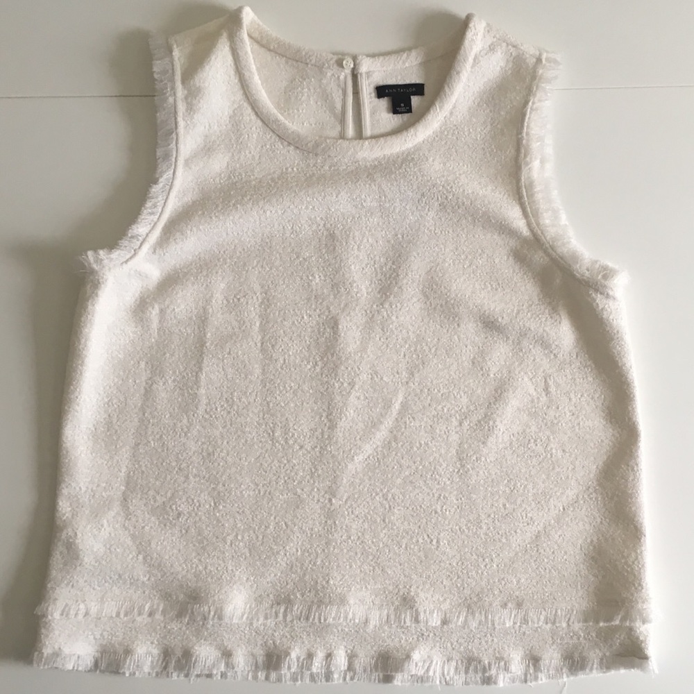 Ann Taylor small, white tweed, sleeveless blouse